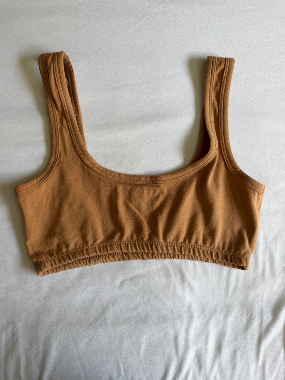 ARQ Organic Cotton Pecan Orange Tan Wide Strap No Wire Bra Bralette - Picture 6 of 12